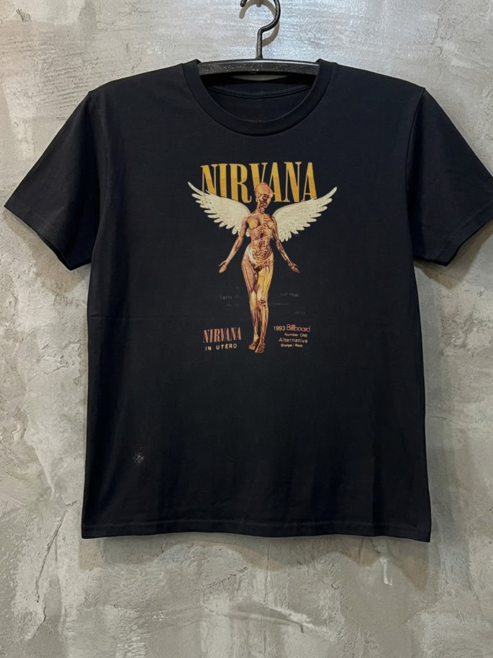Gildan Black Graphic Tee with Yellow and Cream Print
